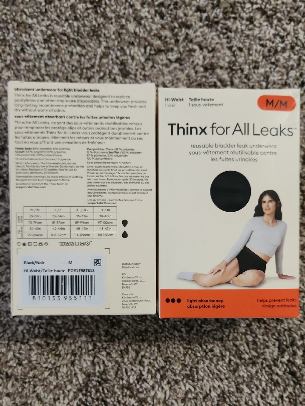 2 Pair Thinx for All Leaks Hi-Waist Reusable Leakproof Panties - Medium Black